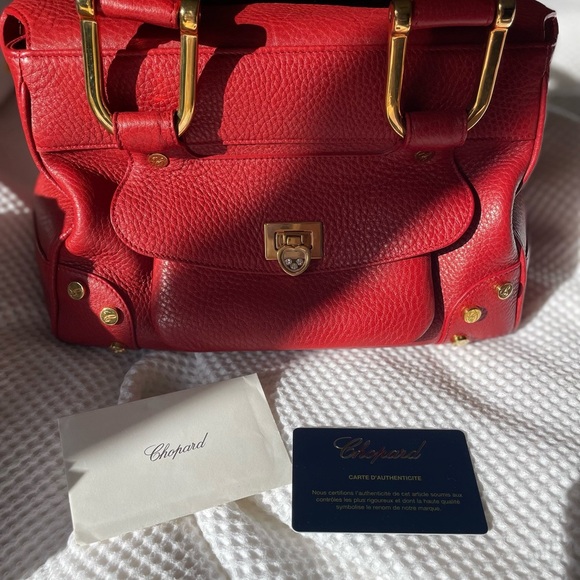 Chopard Red Satchel with Gold Accents NWOT - Picture 12 of 15